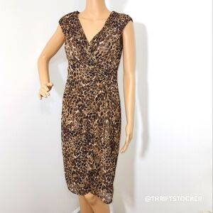 Leopard print faux wrap dress size 8